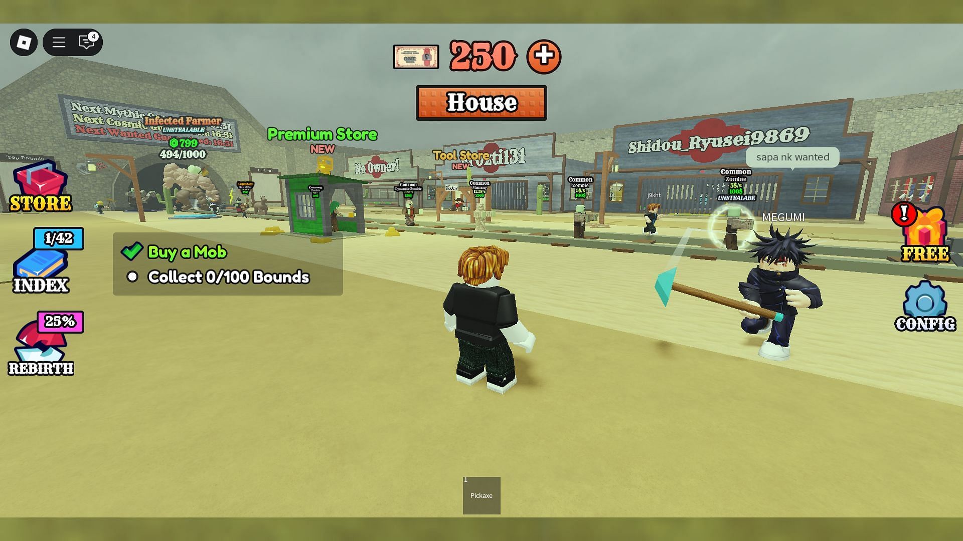 The mobs you can buy appear from the tunnel (Image via Roblox)